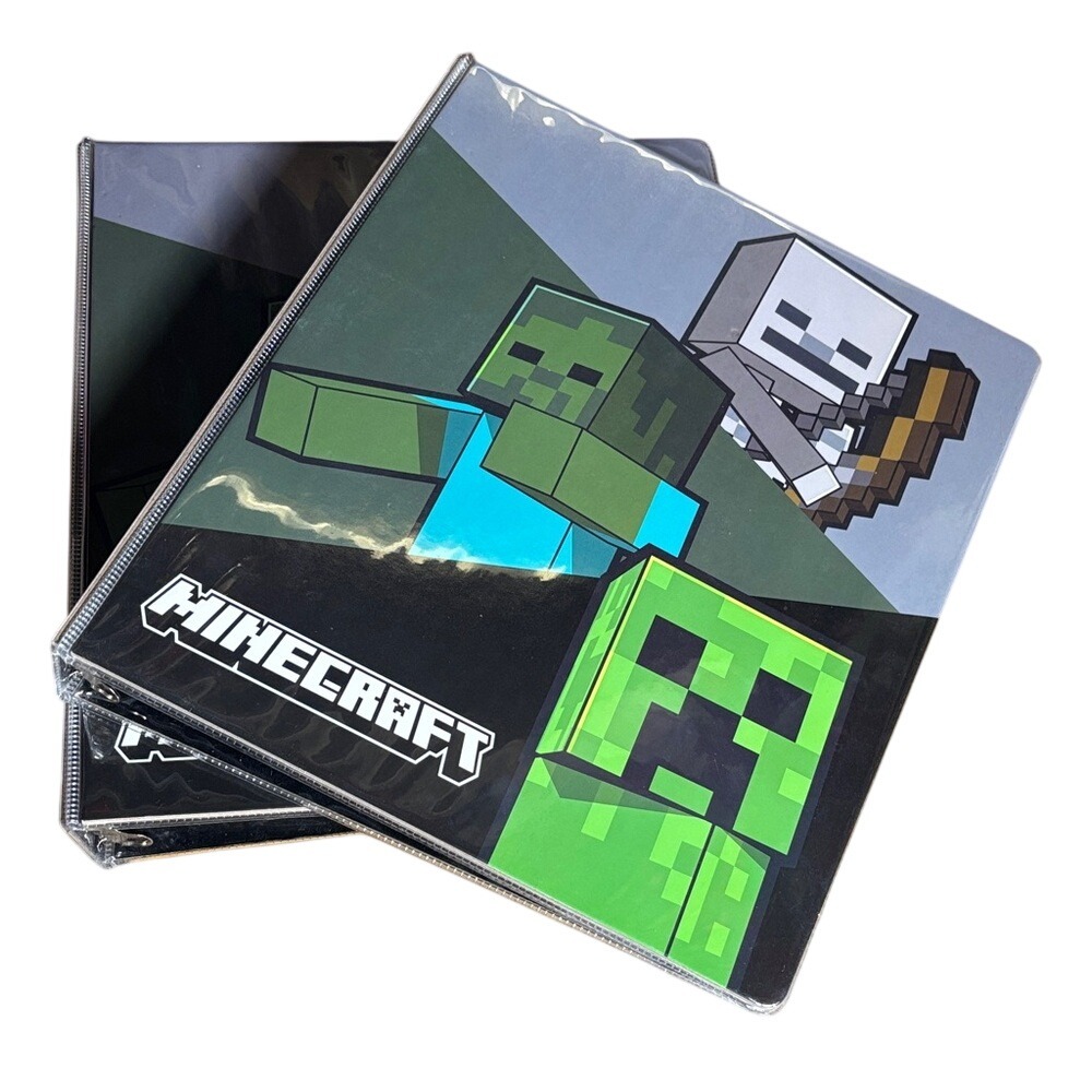 Minecraft Innovative Designs 3-Ring Licensed Vinyl Binder 2, 1" 9.75"x11.5" NEW